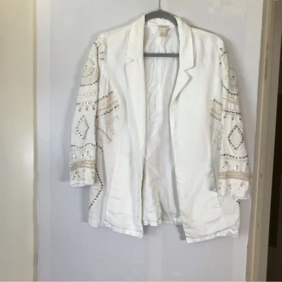 Chico’s Embellished Linen Jacket - Picture 5 of 15